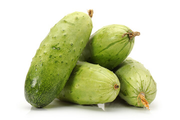 Green cucumber on the white background