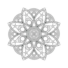 Black and white circle line art floral elements mandala design graphics vector