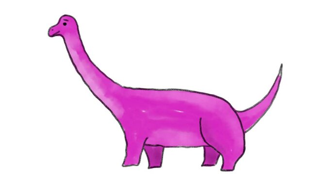 手描きの恐竜 水彩画 ブラキオサウルス01