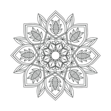 Black and white circle line art floral elements mandala design graphics vector