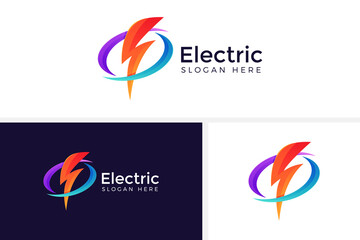 creative electric flash logo design vector illustration