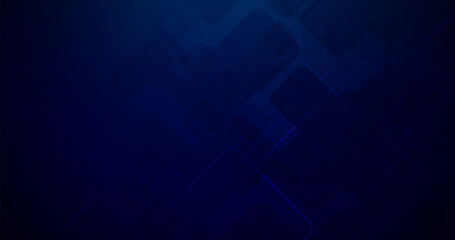 Abstract blue squares floating on Futuristic technology digital hi tech background