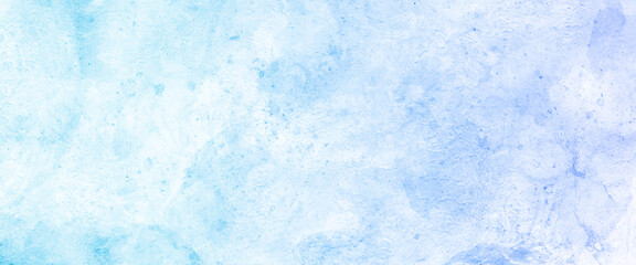 White and blue color frozen ice surface design abstract background. blue and white watercolor paint splash or blotch background with fringe bleed wash and bloom design.