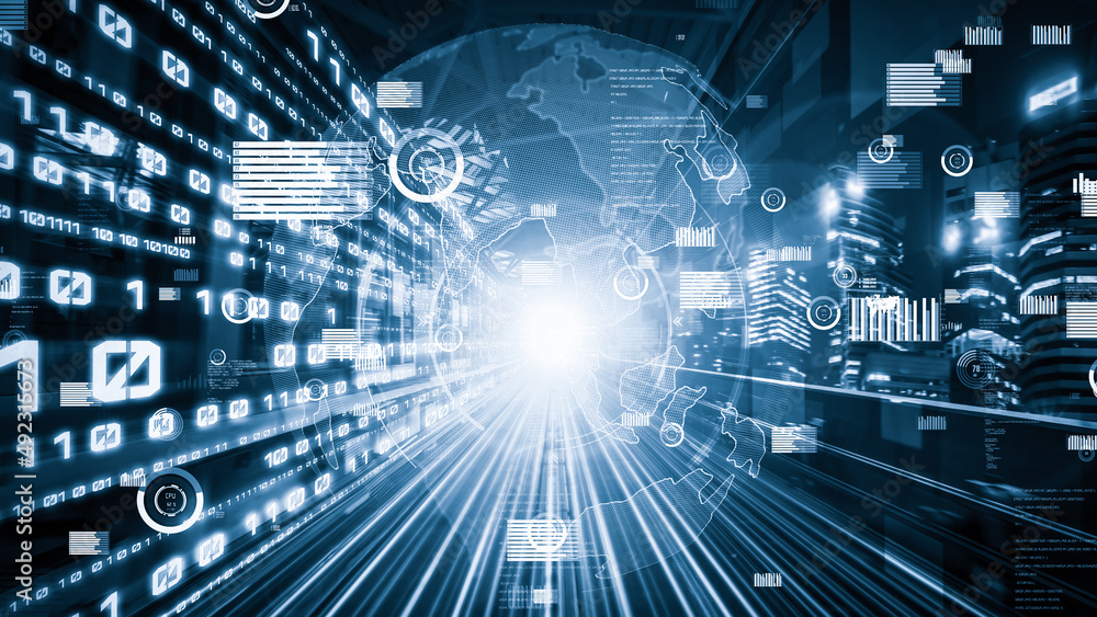 Poster business data analytic with tacit intelligent software making marketing strategy . concept of smart 