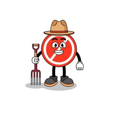 Cartoon mascot of stop sign farmer