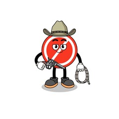 Character mascot of stop sign as a cowboy