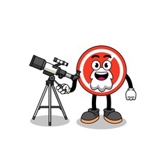 Illustration of stop sign mascot as an astronomer