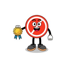 stop sign cartoon illustration with satisfaction guaranteed medal