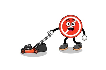 stop sign illustration cartoon holding lawn mower
