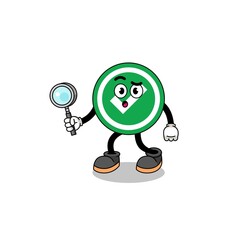 Mascot of check mark searching