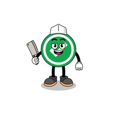 Mascot of check mark as a butcher