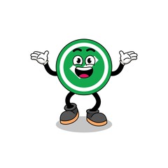 check mark cartoon searching with happy gesture