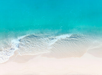 Aerial view beautiful of  summer tropical with sea waves from drone. Stock image of blue color of ocean water, sea surface. Top view on turquoise waves