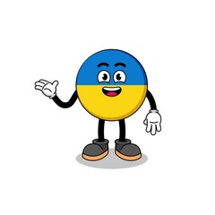 Fototapeta premium ukraine flag cartoon with welcome pose