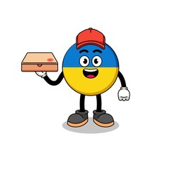 ukraine flag illustration as a pizza deliveryman