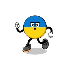 running ukraine flag mascot illustration