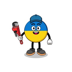 ukraine flag illustration cartoon as a plumber