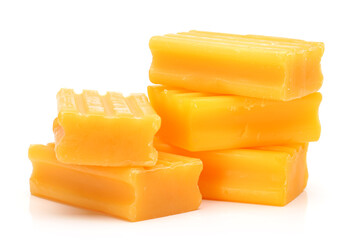 Yellow soap isolated on white background