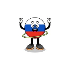 Character Illustration of russia flag playing hula hoop