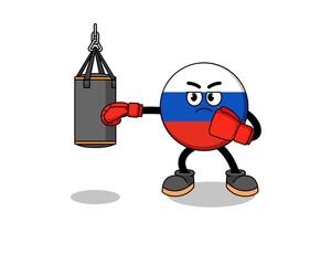 Illustration of russia flag boxer