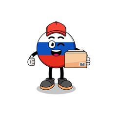 russia flag mascot cartoon as an courier