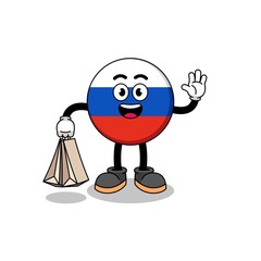 Cartoon of russia flag shopping