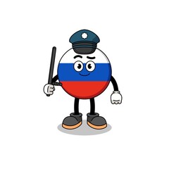 Cartoon Illustration of russia flag police
