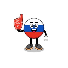 Obraz premium Cartoon mascot of russia flag number 1 fans
