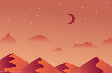 Obraz premium desert Nature landscape flat design wallpaper