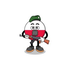 Character cartoon of poland flag as a special force