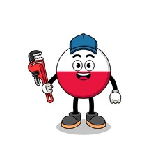 poland flag illustration cartoon as a plumber