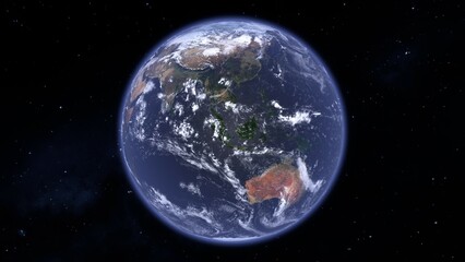 Obraz na płótnie Canvas 宇宙から見た地球のアオセアニアの3Dイラスト