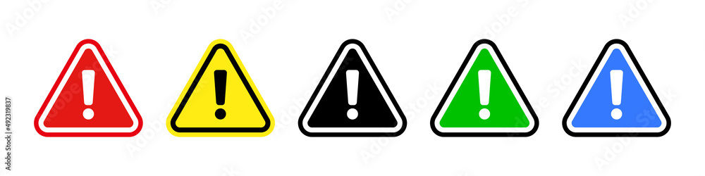 Poster set of warning symbol icons in various colors. vectors.