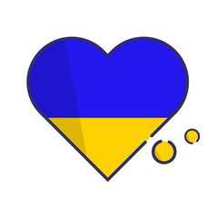 Modern Ukrainian flag with heart symbol. Vector.