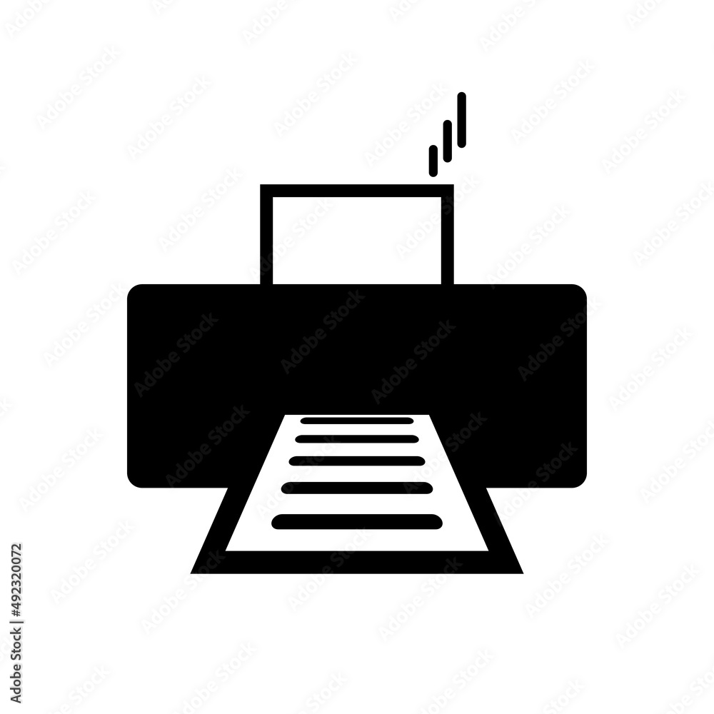 Poster printer icon with printing and copying on a printing press. vector.