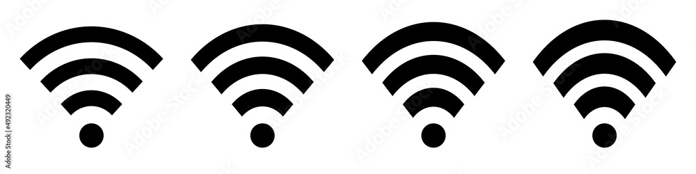 Poster a set of wifi and radio wave icons in different shapes. vector.