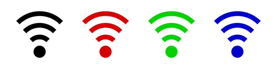 Colorful wifi and radio wave icon set. Editable vector. - obrazy, fototapety, plakaty