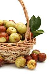 jujube or chinese date on white background