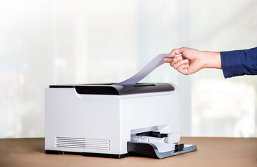Printer, copier, scanner in office. Workplace ,photocopier machine for scanning document printing a...