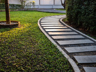 Cement Walkways Arranged in The Curved