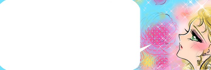 70年代少女漫画かっこいい王子様を見つめる金髪緑の瞳のお姫様のイラスト