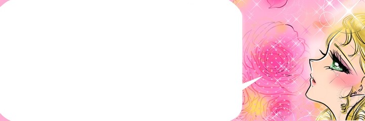 70年代少女漫画かっこいい王子様を見つめる金髪緑の瞳のお姫様のイラスト