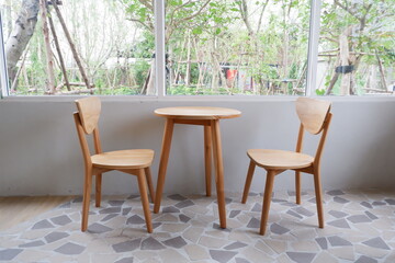 Wooden table and chair set.