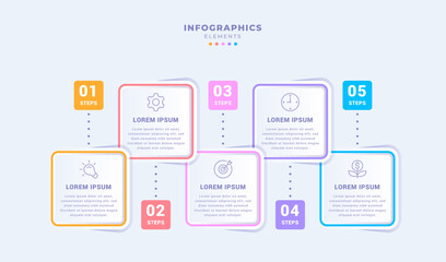 Business infographic template with five steps