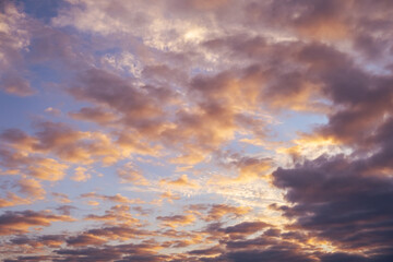 dramatic vibrant and saturated sky with beautiful clouds of sunrise and sunset