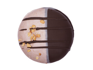 Pastry in white and black chocolate glaze