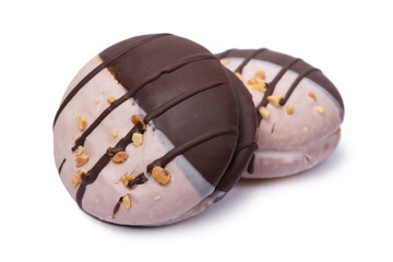 Pastry in white and black chocolate glaze