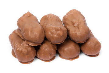 Group of sweets in caramel glaze isolated