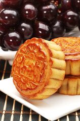 Mid-Autumn Festival moon cake on white background