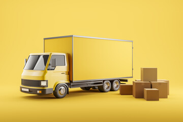 Van and carton boxes, shipping and delivery of goods